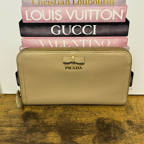 Prada Tan Bow Wallet - Picture 1 of 9